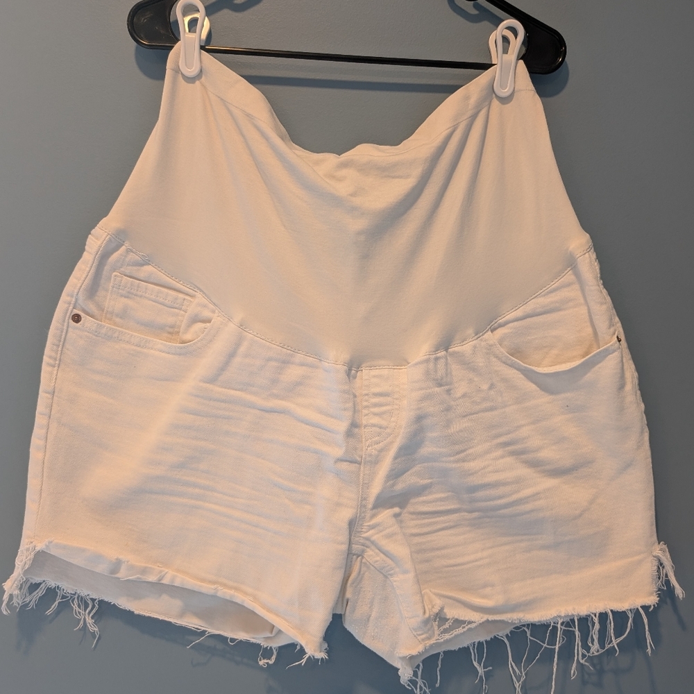 Old Navy White Maternity Jean Shorts